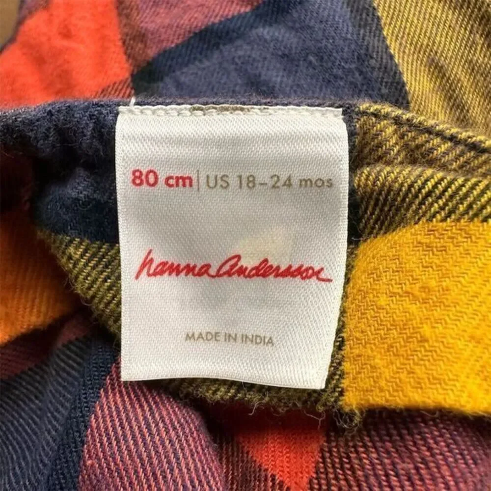 Hanna‎ Andersson Girls Knee Length Plaid Apron Dress Size 18 - 24 Mo Multicolor